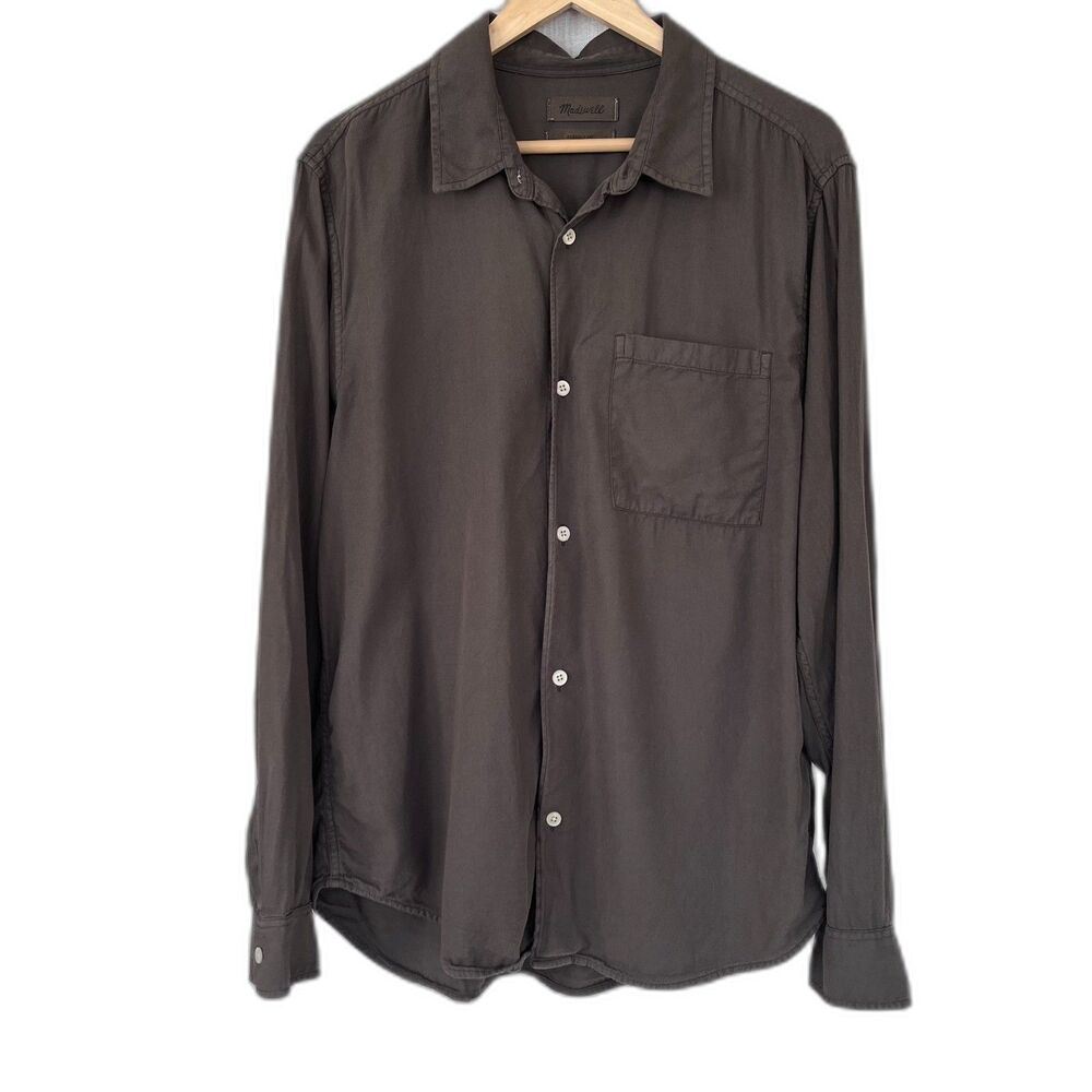 Madewell Dark Olive Green Modal/Cotton Button Down Shirt